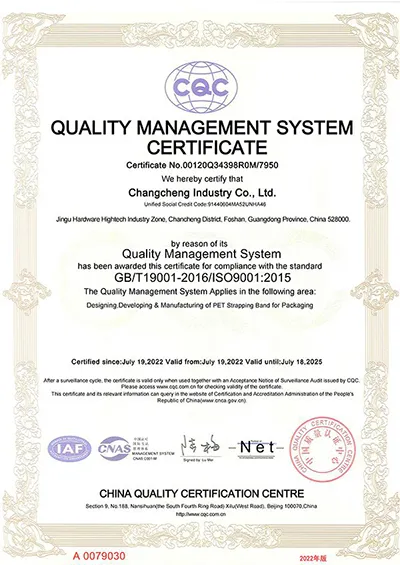 ISO9001 2023 Quality Management System Certificate