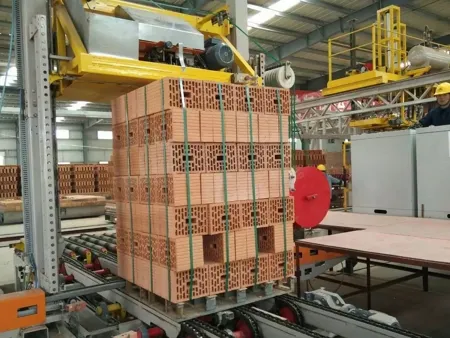 Hollow clay bricks – automatic strapping system - PET straps in standard coils